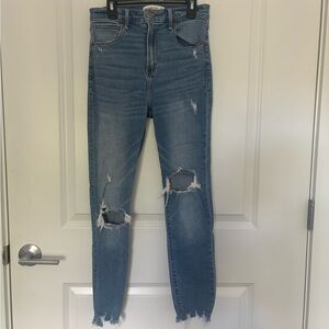 Abercrombie & Fitch Blue Skinny Jeans with Distressed Details